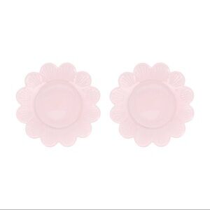 New Target Bullseye Playground Set of 2 Pink Glass Flower-Shaped Plates Spring
